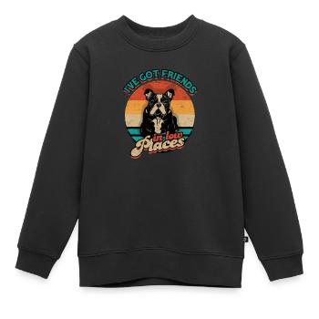 Ich habe Freunde in niedrigen Lagen - französische Bulldogge - Kinder Premium Organic Sweatshirt - Schwarz - Vorne - AI Model Kid Female (0cm)