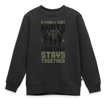 Famille de chasseurs de cerfs Buck - Sweat Premium enfant bio - noir - Devant - AI Model Kid Female (0cm)