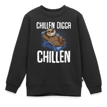 Chillen Digga Chillen Faultier - Kinder Premium Organic Sweatshirt - Schwarz - Vorne - AI Model Kid Female (0cm)