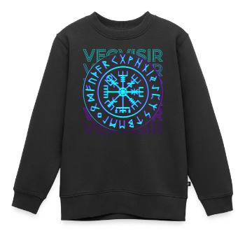 Vegvisir Wikinger nordische Rune nordische Mytholo - Kinder Premium Organic Sweatshirt - Schwarz - Vorne - AI Model Kid Female (0cm)