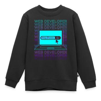 Développeur Web Développement Web Retro - Sweat Premium enfant bio - noir - Devant - AI Model Kid Female (0cm)
