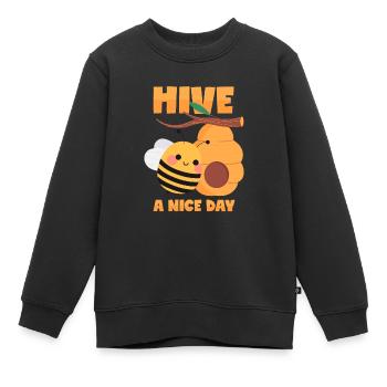 Biene Wortspiel Have a Nice Day - Kinder Premium Organic Sweatshirt - Schwarz - Vorne - AI Model Kid Female (0cm)