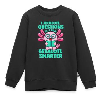 Axolotl intelligent - Sweat Premium enfant bio - noir - Devant - AI Model Kid Female (0cm)