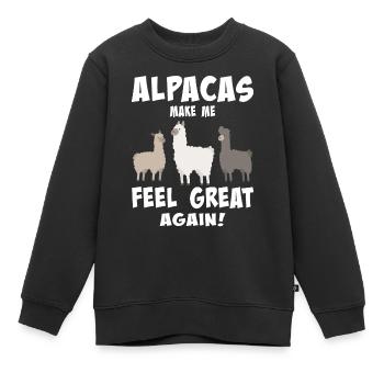Alpacas make me feel great again - Kinder Premium Organic Sweatshirt - Schwarz - Vorne - AI Model Kid Female (0cm)
