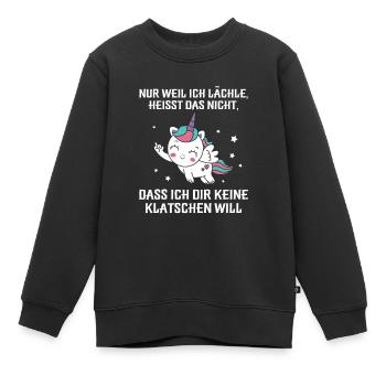 Nur weil ich lächle klatschen Ohrfeige - Kinder Premium Organic Sweatshirt - Schwarz - Vorne - AI Model Kid Female (0cm)