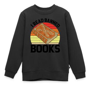 J’ai lu des livres interdits 38 - Sweat Premium enfant bio - noir - Devant - AI Model Kid Female (0cm)
