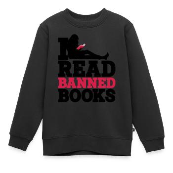 J’ai lu des livres interdits 39 - Sweat Premium enfant bio - noir - Devant - AI Model Kid Female (0cm)