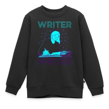 Auteur Auteur Écriture Rétro - Sweat Premium enfant bio - noir - Devant - AI Model Kid Female (0cm)
