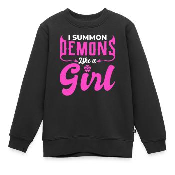 Lustiger Kult Ich beschwöre Dämonen wie ein Mädche - Kinder Premium Organic Sweatshirt - Schwarz - Vorne - AI Model Kid Female (0cm)