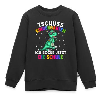 Tschüss Kindergarten ich rocke jetzt die Schule - Kinder Premium Organic Sweatshirt - Schwarz - Vorne - AI Model Kid Female (0cm)