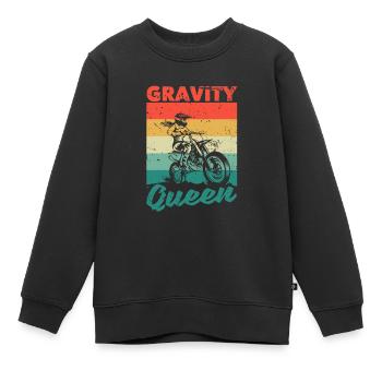 Schwerkraft Königin Funny Dirt Bike Rider Moto - Kinder Premium Organic Sweatshirt - Schwarz - Vorne - AI Model Kid Female (0cm)
