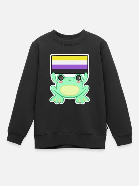 Froggy Enby - Sweat Premium enfant bio - noir