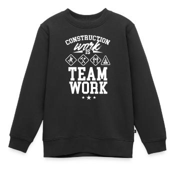 Construction work is teamwork Construction site Construction Teamwork - Kids Premium Organic Sweatshirt - black - Front - AI Model Kid Female (0cm)