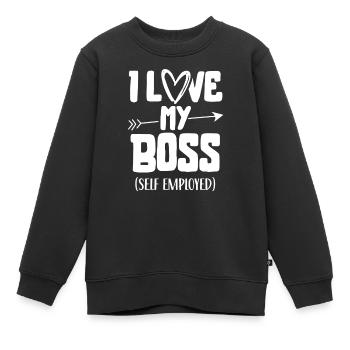 J’aime mon patron indépendant freelance - Sweat Premium enfant bio - noir - Devant - AI Model Kid Female (0cm)