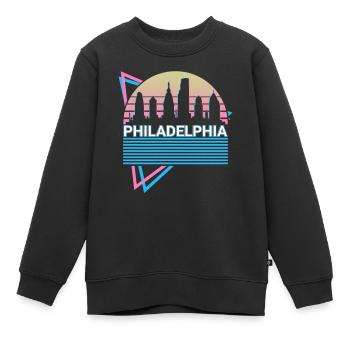 Philadelphie City Skyline Cityscape Rétro - Sweat Premium enfant bio - noir - Devant - AI Model Kid Female (0cm)