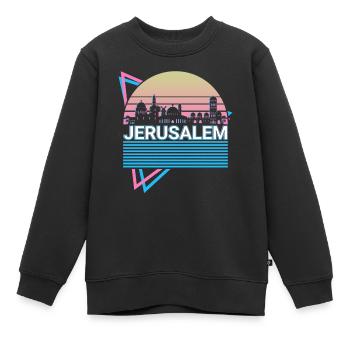 Jerusalem City Skyline Cityscape Rétro - Sweat Premium enfant bio - noir - Devant - AI Model Kid Female (0cm)