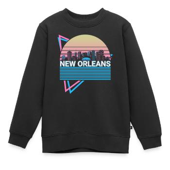 New Orleans Stadt Skyline Stadtbild Retro - Kinder Premium Organic Sweatshirt - Schwarz - Vorne - AI Model Kid Female (0cm)