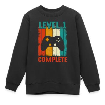 1er Anniversaire De Mariage - Vintage Retro Niveau - Sweat Premium enfant bio - noir - Devant - AI Model Kid Female (0cm)