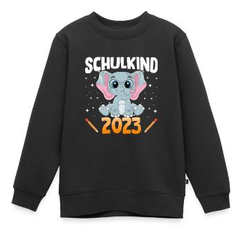 Elefant Schulkind 2023 - Kinder Premium Organic Sweatshirt - Schwarz - Vorne - AI Model Kid Female (0cm)
