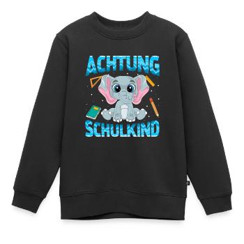 Achtung Schulkind Elefant - Kinder Premium Organic Sweatshirt - Schwarz - Vorne - AI Model Kid Female (0cm)