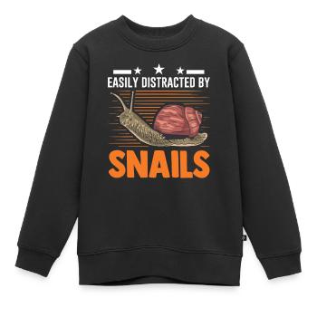 Easily distracted by Snails Schnecke - Kinder Premium Organic Sweatshirt - Schwarz - Vorne - AI Model Kid Female (0cm)