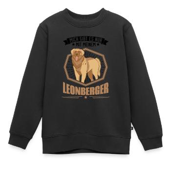 Mich gibt es nur mit meinem Leonberger - Kinder Premium Organic Sweatshirt - Schwarz - Vorne - AI Model Kid Female (0cm)