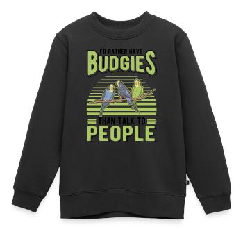 Budgerigar Cadeau Welli Perruche - Sweat Premium enfant bio - noir - Devant - AI Model Kid Female (0cm)