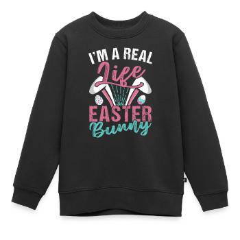 Ich Bin Ein Echter Osterhase Ostern Osterfest - Kinder Premium Organic Sweatshirt - Schwarz - Vorne - AI Model Kid Female (0cm)