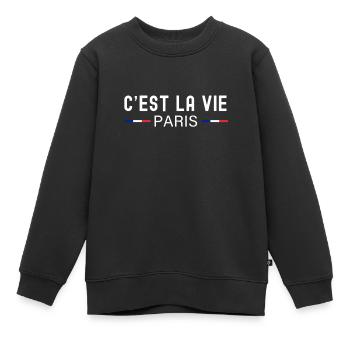 Frankreich - Kinder Premium Organic Sweatshirt - Schwarz - Vorne - AI Model Kid Female (0cm)