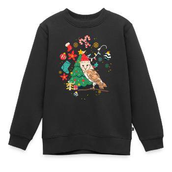Ugly Christmas Eule - Kinder Premium Organic Sweatshirt - Schwarz - Vorne - AI Model Kid Female (0cm)