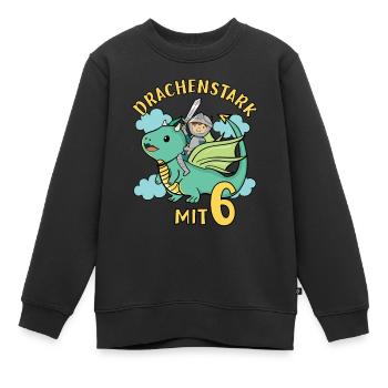 Ritter & Drache Geburtstagsmotiv 6 Jahre Jungen - Kinder Premium Organic Sweatshirt - Schwarz - Vorne - AI Model Kid Female (0cm)