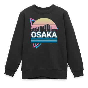 Osaka Stadt Skyline Stadtbild Retro - Kinder Premium Organic Sweatshirt - Schwarz - Vorne - AI Model Kid Female (0cm)