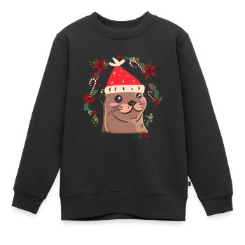 Ugly Christmas Otter - Kinder Premium Organic Sweatshirt - Schwarz - Vorne - AI Model Kid Female (0cm)