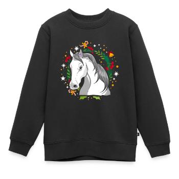 Ugly Christmas Pferd Horse Strick Xmas Christkind - Kinder Premium Organic Sweatshirt - Schwarz - Vorne - AI Model Kid Female (0cm)