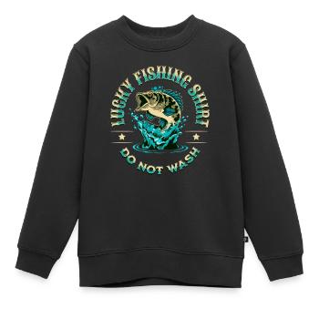 Chemise de pêche chanceuse Ne pas laver - Sweat Premium enfant bio - noir - Devant - AI Model Kid Female (0cm)