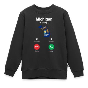 Cadeau Traveler Michigan - Sweat Premium enfant bio - noir - Devant - AI Model Kid Female (0cm)