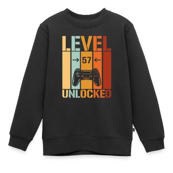 57th Birthday Level 57 unlocked - Kids Premium Organic Sweatshirt - black - Front - AI Model Kid Female (0cm)