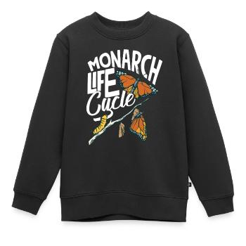 Entomologie Asclépiade Monarque Papillon Cycle de vie - Sweat Premium enfant bio - noir - Devant - AI Model Kid Female (0cm)