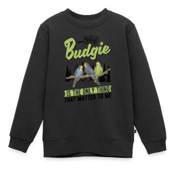 Perruche Budgerigar Welli - Sweat Premium enfant bio - noir - Devant - AI Model Kid Female (0cm)
