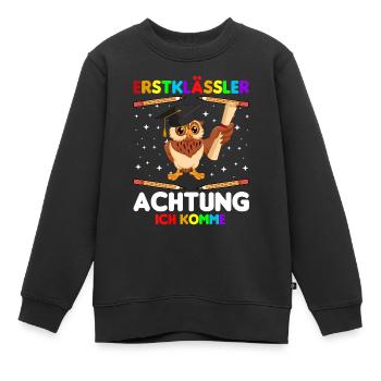 Erstklässler Schulkind Einschulung Eule - Kinder Premium Organic Sweatshirt - Schwarz - Vorne - AI Model Kid Female (0cm)