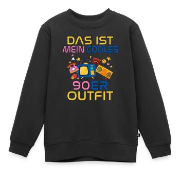 Das ist mein cooles 90er Outfit Neunziger Retro - Kinder Premium Organic Sweatshirt - Schwarz - Vorne - AI Model Kid Female (0cm)