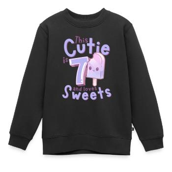 7. Geburtstag Kawaii Eis Geschenkidee für Mädchen - Kinder Premium Organic Sweatshirt - Schwarz - Vorne - AI Model Kid Female (0cm)