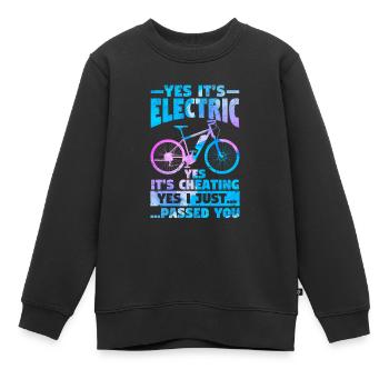 Ja, es ist elektrisch Ja, es ist Betrug E-Bike - Kinder Premium Organic Sweatshirt - Schwarz - Vorne - AI Model Kid Female (0cm)