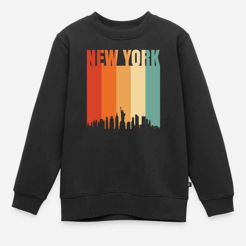 New York Skyline Geschenk - Kinder Premium Organic Sweatshirt - Schwarz