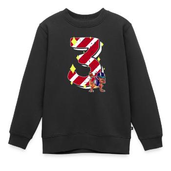 3 ans Dinosaure Football Américain 3ème B-day - Sweat Premium enfant bio - noir - Devant - AI Model Kid Female (0cm)
