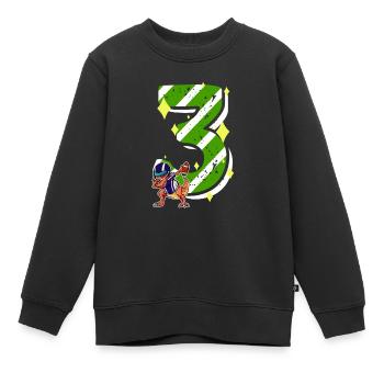 3 ans Dino American Football 3ème B-day Dab - Sweat Premium enfant bio - noir - Devant - AI Model Kid Female (0cm)