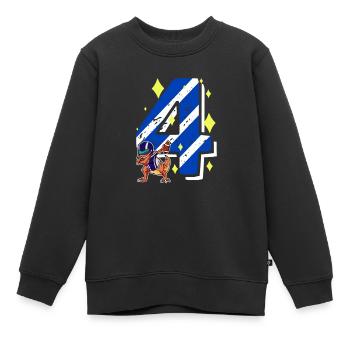 4 ans Dino American Football 4ème B-day Dab - Sweat Premium enfant bio - noir - Devant - AI Model Kid Female (0cm)