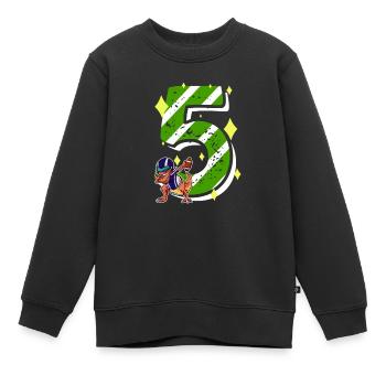 5 ans Dino American Football 5ème B-day Dab - Sweat Premium enfant bio - noir - Devant - AI Model Kid Female (0cm)