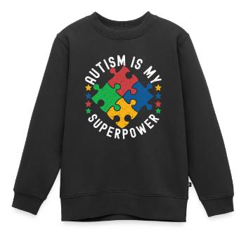 Autisme autistique Autiste - Sweat Premium enfant bio - noir - Devant - AI Model Kid Female (0cm)