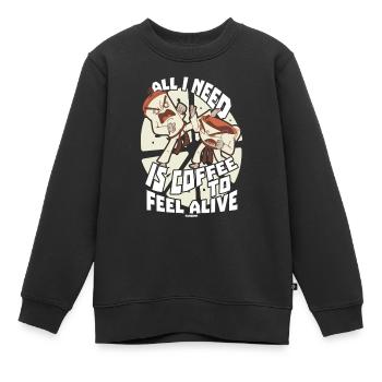 Kaffee - Kinder Premium Organic Sweatshirt - Schwarz - Vorne - AI Model Kid Female (0cm)
